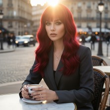 Cosmos E-Ticaret Dalgalı Kısa Perçemli Fiber Sen Peruk / Kızıl