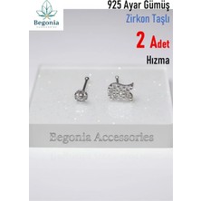 Begonia Accessories 925 Ayar Gümüş  2 Adet Zirkon Taşlı Hızma Set