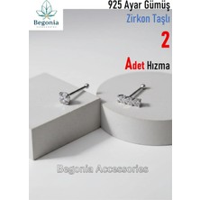 Begonia Accessories 925 Ayar Gümüş  2 Adet Zirkon Taşlı Hızma Set