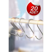 Paslanmaz Çelik Metal S Kanca 20'li Bardak ve Eşya Organizer Seti