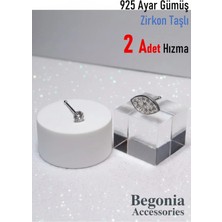 Begonia Accessories 925 Ayar Gümüş  2 Adet Zirkon Taşlı Hızma Set