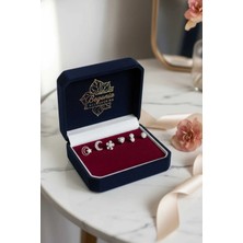Begonia Accessories 925 Ayar Gümüş 6 Adet Zirkon Taşlı Hızma Küpe Olarak Kullanıma Uygun Ürün Set 9