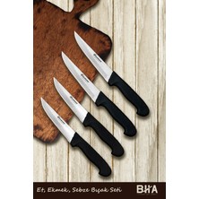 Sürmene Bıçakçı Hacı Ahmet Et, Ekmek, Sebze, Meyve 4 Parça Günlük Kullanım Mutfak Bıçakları Seti Plastik Sap