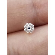 Begonia Accessories 925 Ayar Gümüşlacivert Rta Taş Papatya Figürlü Piercing Hızma Küpe