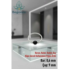 Begonia Accessories 925 Ayar Gümüş Siyah Boncuk Üç Top Halka Hızma, Küpe Olarak Kullanıma Uygundur