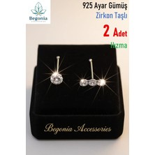 Begonia Accessories 925 Ayar Gümüş  2 Adet Zirkon Taşlı Hızma Set