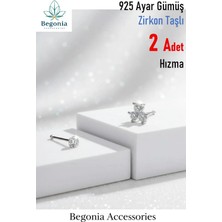 Begonia Accessories 925 Ayar Gümüş  2 Adet Zirkon Taşlı Hızma Set