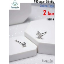 Begonia Accessories 925 Ayar Gümüş  2 Adet Zirkon Taşlı Hızma Set