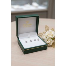 Begonia Accessories 925 Ayar Gümüş 4 Adet Zirkon Taşlı Hızma Kullanıma Uygun Set 21