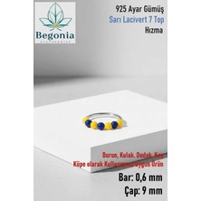 Begonia Accessories 925 Ayar Gümüş Piercing 7 Top Sarı Lacivert Boncuklu Halka Hızma & Kıkırdak Küpe