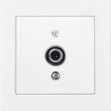 MarkEntegra Dayanıklı Beyaz Uydu Prizi - F Konnektörlü Mekanizma