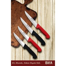 Sürmene Bıçakçı Hacı Ahmet Et, Ekmek, Sebze, Meyve 4 Parça Günlük Kullanım Mutfak Bıçakları Seti Plastik Sap