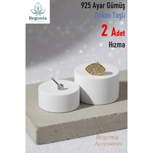 Begonia Accessories 925 Ayar Gümüş  2 Adet Zirkon Taşlı Hızma Set
