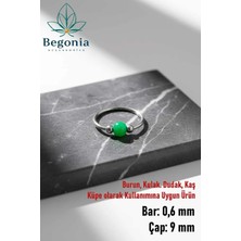 Begonia Accessories 925 Ayar Gümüş Yeşil Boncuk Üç Top Halka Hızma, Küpe Olarak Kullanıma Uygundur