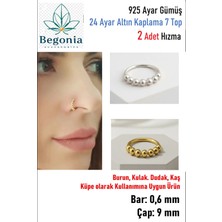 Begonia Accessories 925 Ayar Gümüş Piercing 7 Top Gold & Silver 2 Adet Halka Hızma