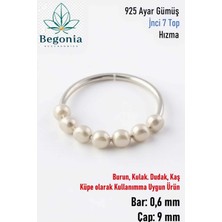 Begonia Accessories 925 Ayar Gümüş Piercing 7 Top Krem Inci Boncuklu Halka Hızma & Kıkırdak Küpe
