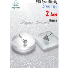 Begonia Accessories 925 Ayar Gümüş  2 Adet Zirkon Taşlı Hızma Set