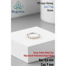 Begonia Accessories 925 Ayar Gümüş Piercing 7 Top Beyaz Inci Boncuklu Halka Hızma & Kıkırdak Küpe
