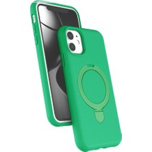 Raftan Topla Apple Iphone 11 Regal Magsafe Standlı Kapak - Yeşil