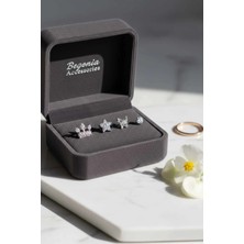 Begonia Accessories 925 Ayar Gümüş 4 Adet Zirkon Taşlı Hızma Küpe Olarak Kullanıma Uygun Set 8