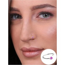 Begonia Accessories 925 Ayar Gümüş Tek Top Mor Boncuklu Halka Hızma