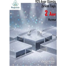Begonia Accessories 925 Ayar Gümüş  2 Adet Zirkon Taşlı Hızma Set