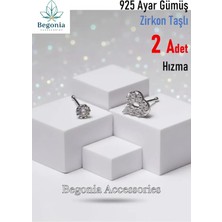 Begonia Accessories 925 Ayar Gümüş  2 Adet Zirkon Taşlı Hızma Set