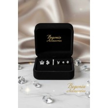 Begonia Accessories 925 Ayar Gümüş 6 Adet Zirkon Taşlı Hızma Küpe Olarak Kullanıma Uygun Set 4