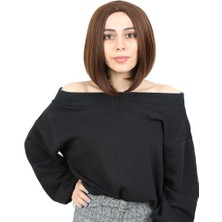 Cosmos E-Ticaret Kahkülsüz Düz Kısa Fiber Sen Peruk / Kahve Karamel