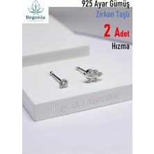 Begonia Accessories 925 Ayar Gümüş  2 Adet Zirkon Taşlı Hızma Set