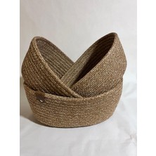 Doğal Jüt Hasır Oval Sepet Seti, Çok Amaçlı 3'lü Organizer Takımı