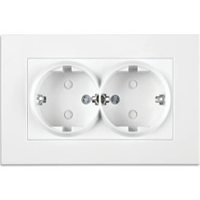 MarkEntegra Ikili Topraklı Priz, Çarpma Karşıtı Beyaz Tasarım