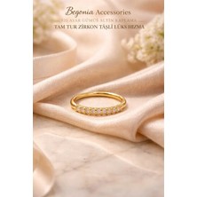 Begonia Accessories 925 Ayar Gümüş Altın Kaplama Tam Tur Minimal Zirkon Taşlı Halka Hızma Unisex Tragus Küpe Piercing