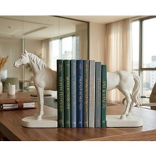 Modern At Heykeli Kitap Desteği – Ofis ve Kütüphane Için Ağır Döküm Dekoratif Obje Kitap Stoper