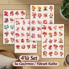 4'lü Çiçek Sticker D00013
