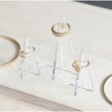 Şık 3'lü Yüzük Tutucu Akrilik Organizer Takı Stendi