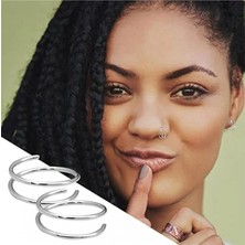 Begonia Accessories 925 Ayar Gümüş Tek Delik Çift Görünümlü Silver Halka Hızma & Küpe Burun Dudak Kaş Kulak Kullanım