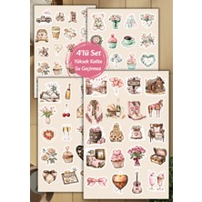 4'lü Vintage Sevgililer Günü Romantik Sticker D00020