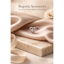 Begonia Accessories 925 Ayar Gümüş Çift Kalp Zirkon Tek Taşlı Piercing Hızma Küpe
