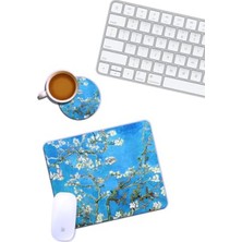 MarkEntegra Sanat Temalı Badem Ağacı Mouse Pad ve Bardak Altlığı Seti