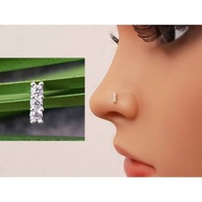 Begonia Accessories 925 Ayar Gümüş  Zirkon Üç Taş Çubuk Hızma