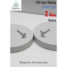Begonia Accessories 925 Ayar Gümüş  2 Adet Zirkon Taşlı Hızma Set