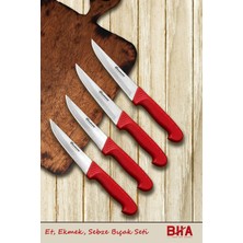 Sürmene Bıçakçı Hacı Ahmet Et, Ekmek, Sebze, Meyve 4 Parça Günlük Kullanım Mutfak Bıçakları Seti Plastik Sap