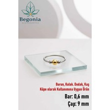 Begonia Accessories 925 Ayar Gümüş Gold Boncuk Üç Top Halka Hızma, Küpe Olarak Kullanıma Uygundur