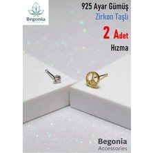 Begonia Accessories 925 Ayar Gümüş  2 Adet Zirkon Taşlı Hızma Set