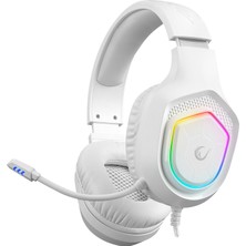 Rampage RM-K90 VECTOR Beyaz RGB Led 3,5mm Gaming Mikrofonlu Oyuncu Kulaklığı