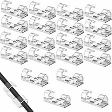 MarkEntegra 20 Adet Şeffaf Kablo Sabitleyici Klips - Yapışkanlı Düzenleyici