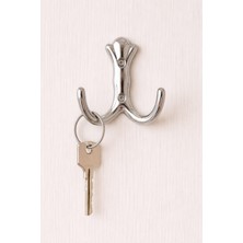 744 Krom Kaplama 2 Kollu Askı, Kapı Arkası, Portmanto, Dolap Askısı, 5’li Paket