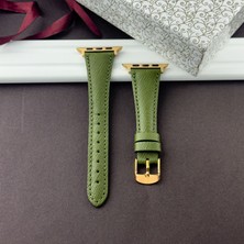 Kuzgun Deri Apple Watch Seri 10 11 42MM - 38 40 41MM - Se 1 2 3 40MM - Seri 1 2 3 4 5 6 7 8 9 Uyumlu Hakiki Deri El Yapımı Unisex Saat Kayışı, Deri Kordon