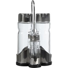 MarkEntegra 4 Parça Metal Yağlık ve Tuzluk Seti, Şık Tasarım